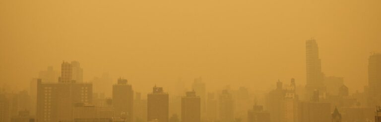 New York City Skyline - Smoke from Canadian Wildfires