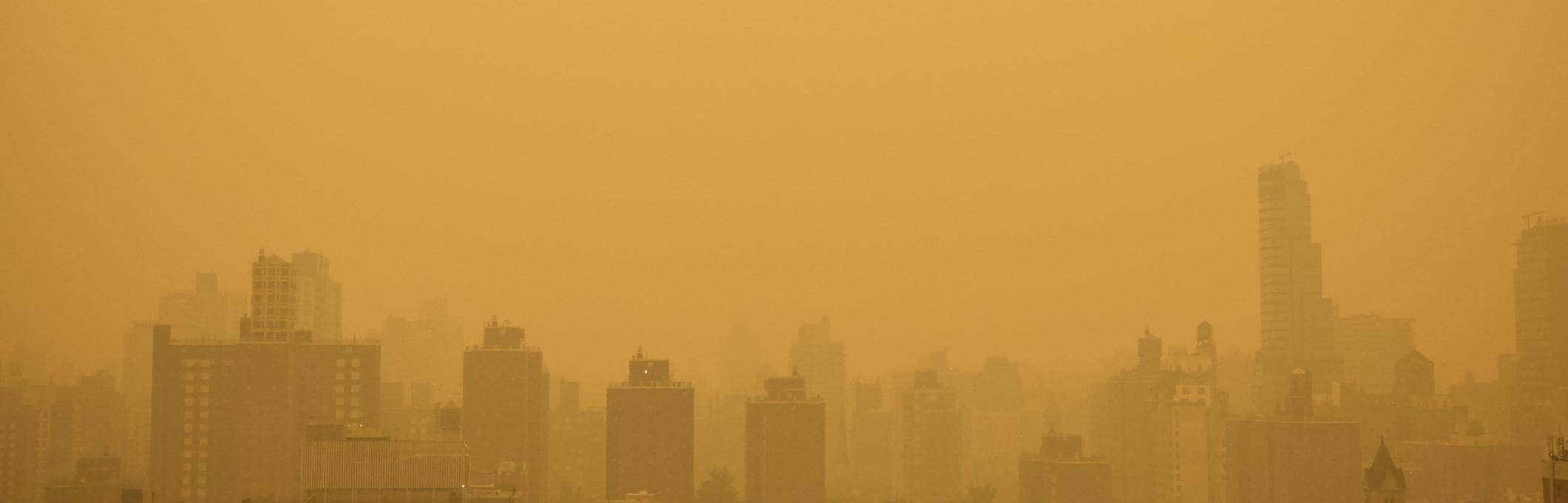 New York City Skyline - Smoke from Canadian Wildfires