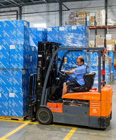 Tagged boxes in the warehouse